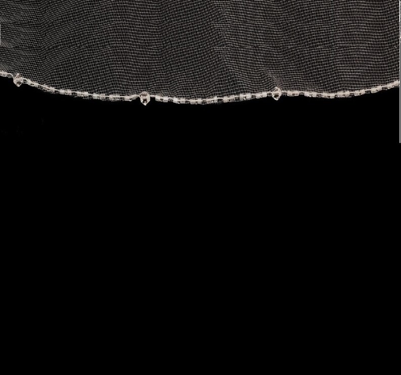 Chapel or Cathedral Wedding Veil Knee Crystal and Clear Bugle Bead Edge Elbow Fingertip Waltz Free Tulle Swatches
