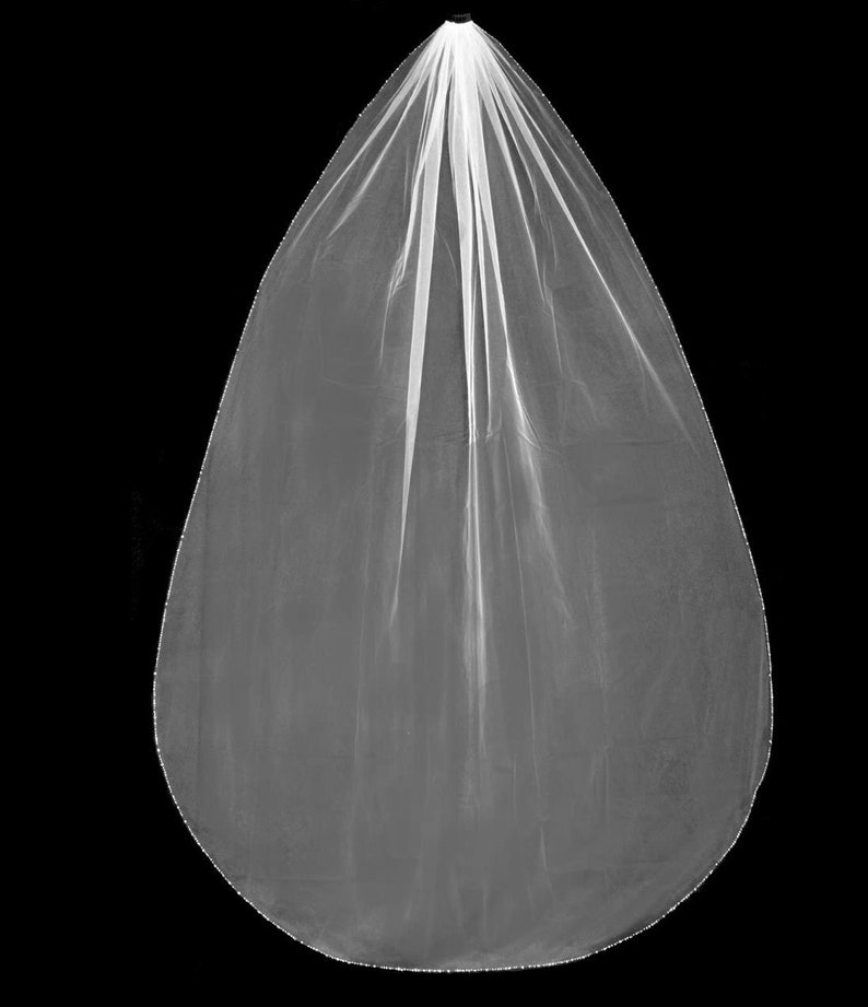 Chapel or Cathedral Wedding Veil Knee Crystal and Clear Bugle Bead Edge Elbow Fingertip Waltz Free Tulle Swatches
