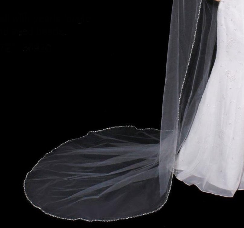 Extra Wide Beaded Pearl Wedding Veil in Knee Waltz Chapel - Etsy