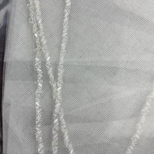 Frosted Bugle Bead and Crystal Edge Fingertip Wedding Veil - Free Sample Swatches