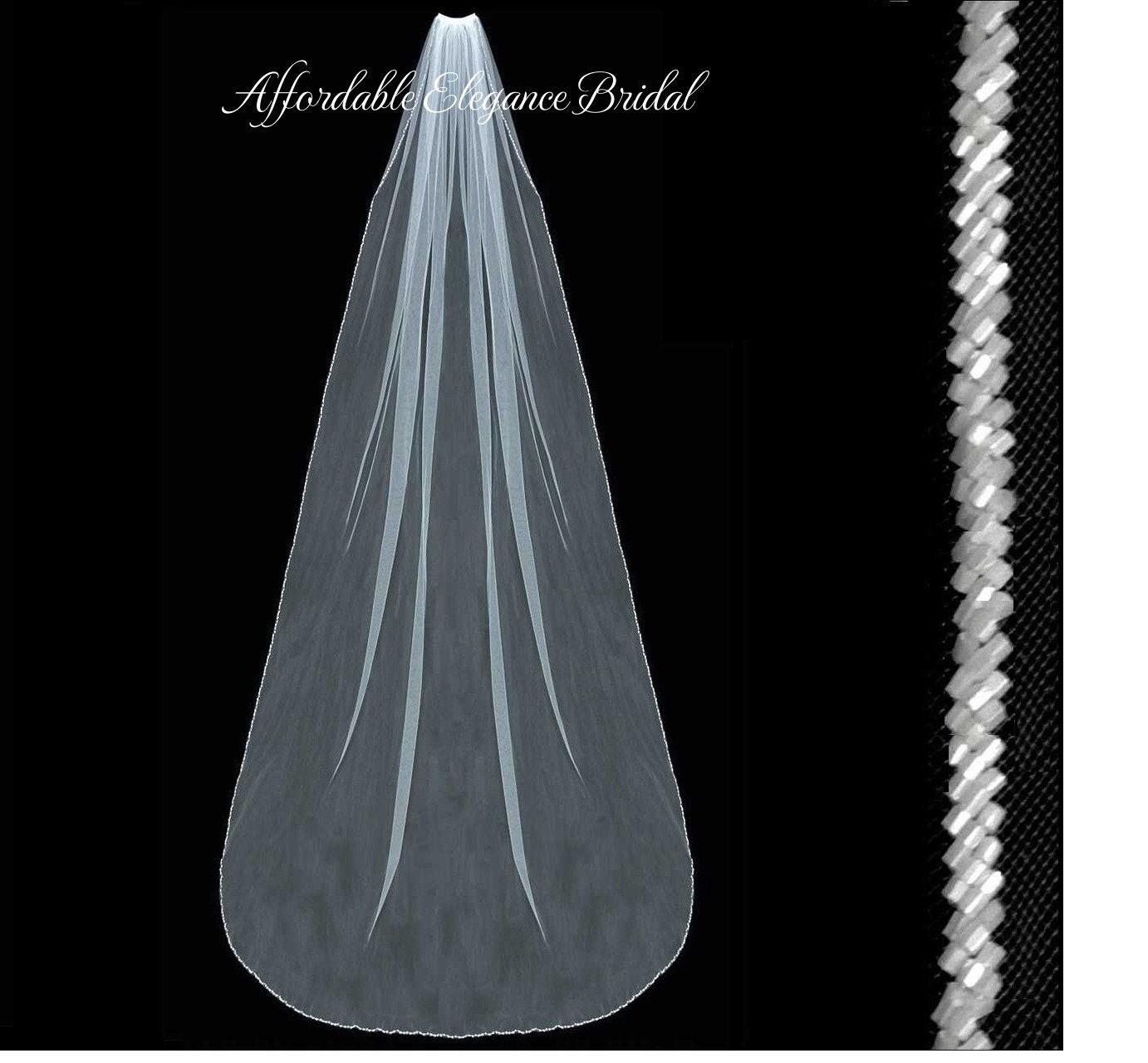 Frosted Bugle Bead Wedding Veil: Beaded Bridal Veil in Many 