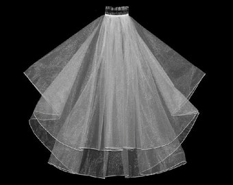 Shimmer Tulle Two Layer Wedding Veil, Fingertip Veil, Knee Veil, Cathedral Wedding Veil- Free Tulle Swatches