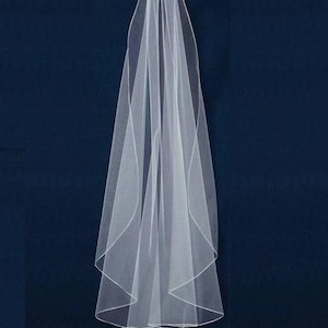 Flutter Cut 36&quot; Long Fingertip Wedding Veil, Pencil Embroidery Edge Wedding Veil, Bridal Veil, Free tulle swatches