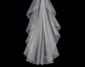 Waterfall Cut Angel Dust Sparkle Wedding Veil Sparkling Tulle Bridal Veil Silver or Gold - Free Samples