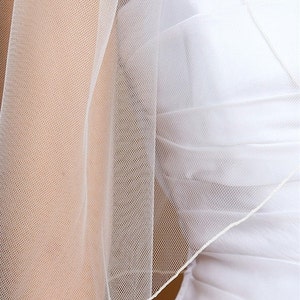 Angel Cut Wedding Veil Pencil Embroidery Edge Veil Bridal - Etsy