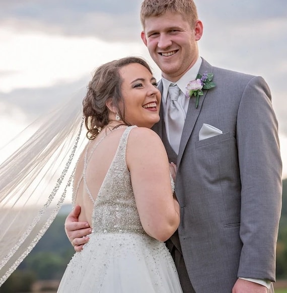 Cathedral Wedding Veil with Wide Beaded Pearl Edge CF281