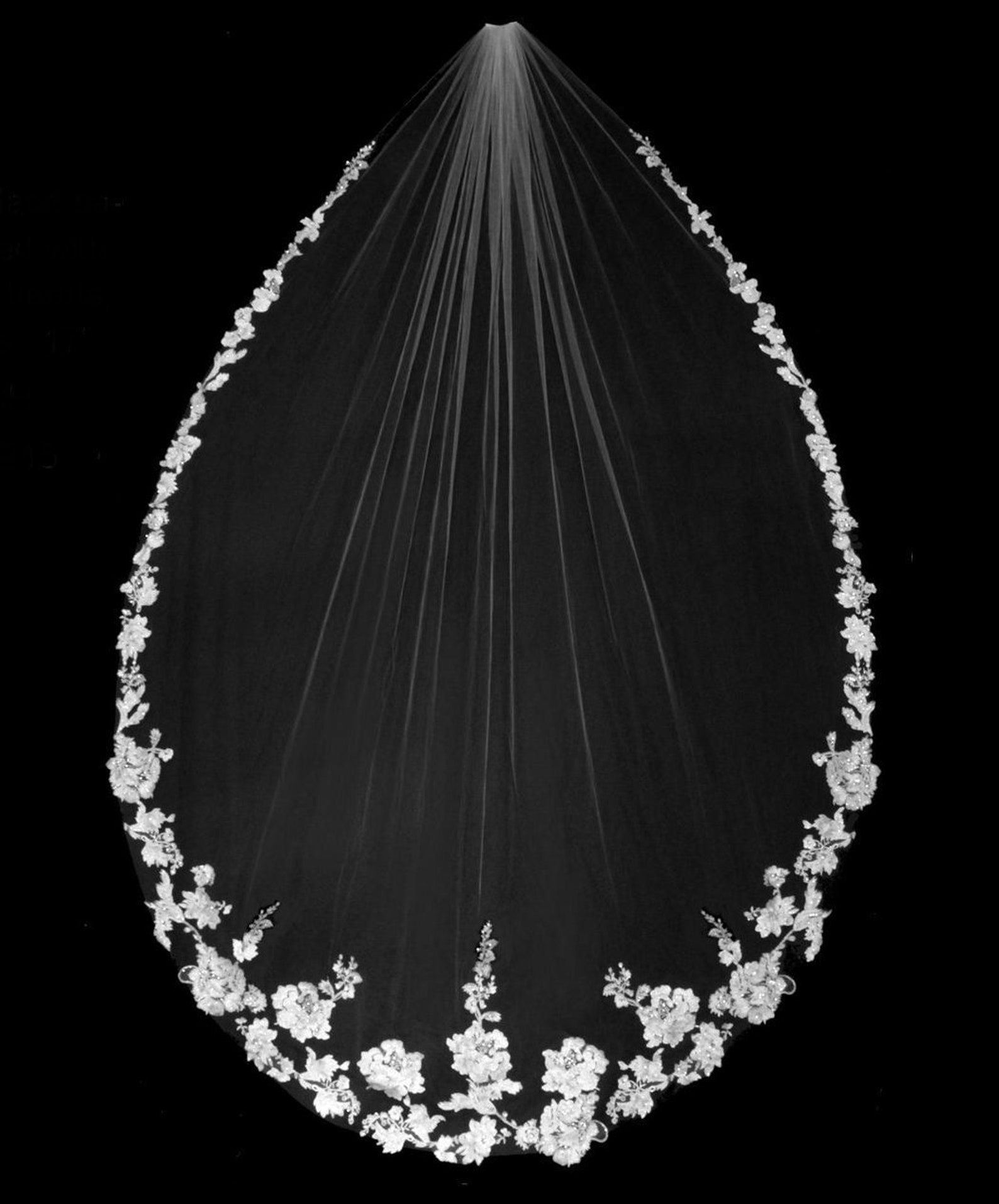 Beaded Lace Wedding Veil Cathedral Wedding Veil With Etsy