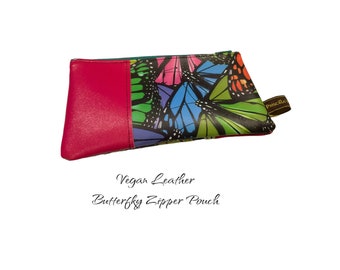 Vegan (Synthetic) leather zipper pouch