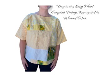 Yellow easy fit reversible top #vintage #repurposed fabric #sustainable #slowfashion