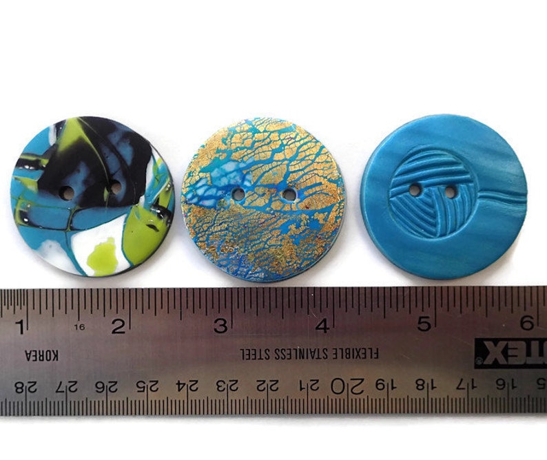Crochet Accent Buttons-Blue Buttons-Blue and Gold Buttons-Knitting Supply Polymer Buttons-Handmade Polymer Clay Buttons Decorative buttons