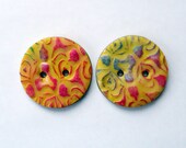 Handmade polymer clay buttons - large yellow buttons - buttons for sewing - buttons for knitting - sewing buttons -  buttons