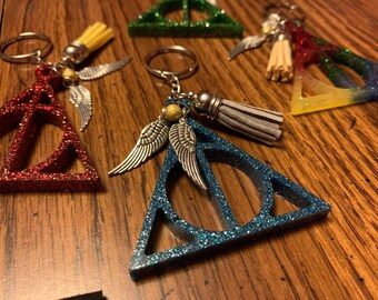 Resin Deathly hallows bookmark and keychain
