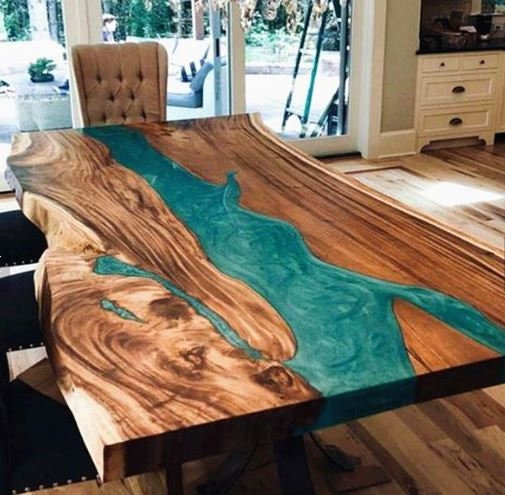 Live Edge Coffee Table with River Running through it acacia | Etsy