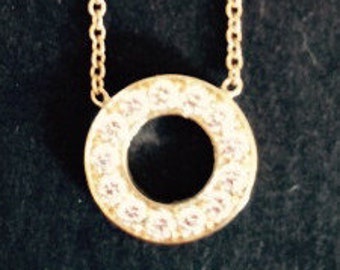 14K Gold Diamond Necklace O