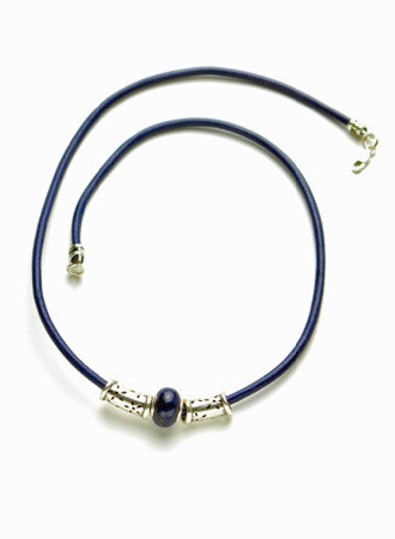 Men's Blue Leather Necklace With Lapis Lazuli Stone - Etsy