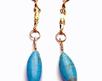 14K Gold-Filled Turquoise Earrings