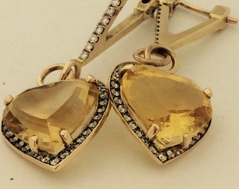 Citrine Heart Earrings