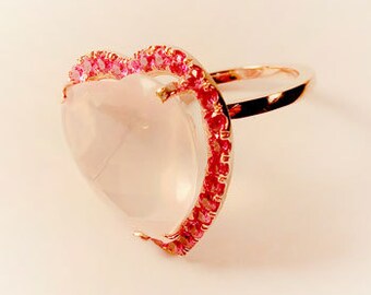 Rose Quartz and Pink Sapphire Ring