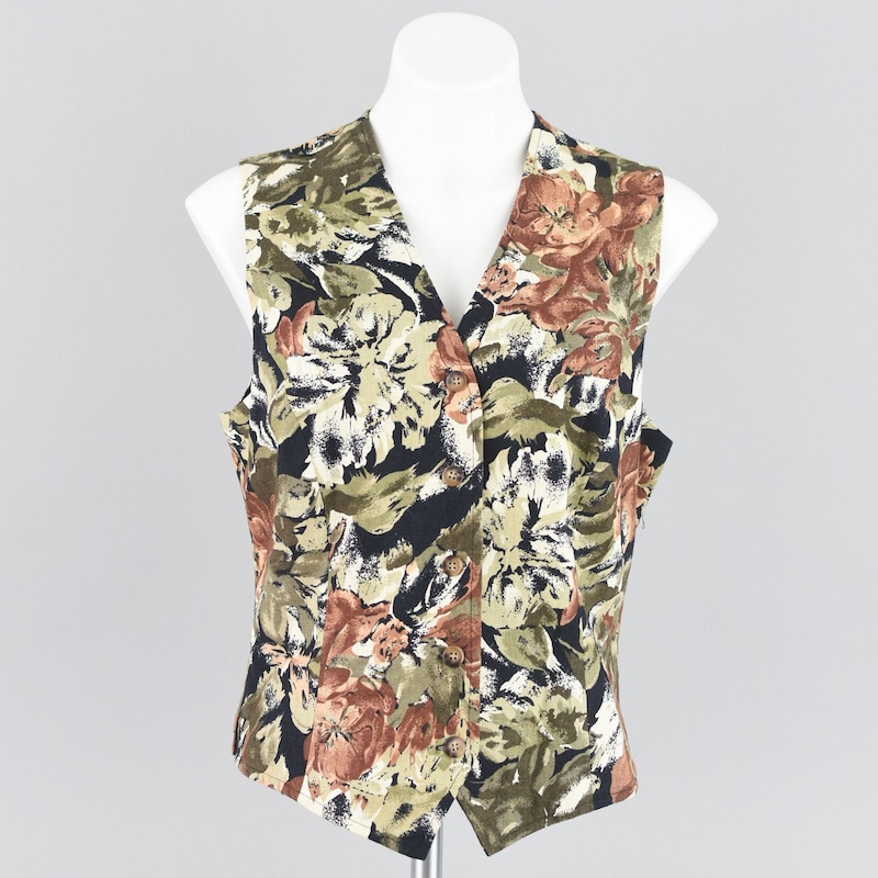 Women Vintage Floral Spliced Spring Cotton Vest main image 0