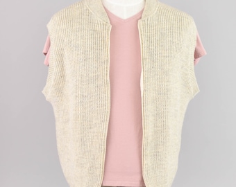 Vintage L.L. Bean Wool Zip Up Cream Sweater Vest Men's Large - XL