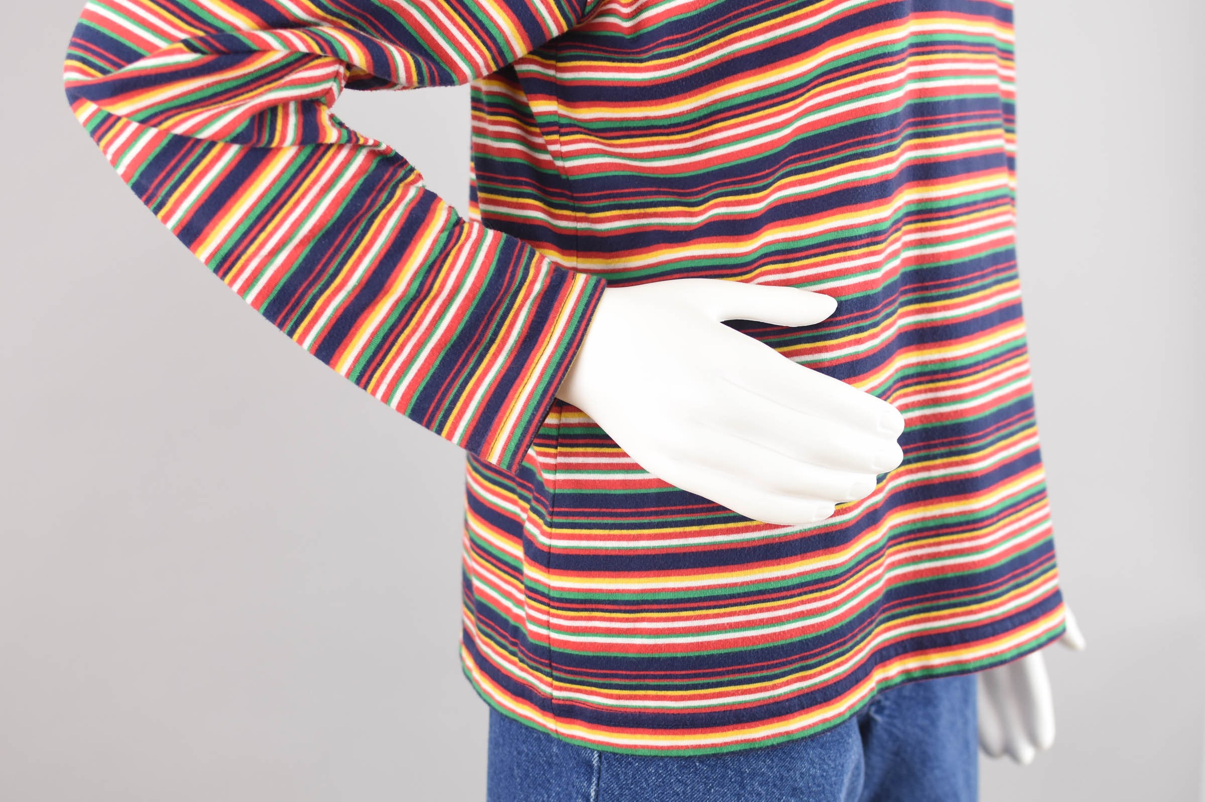 90s Striped Long Sleeve Top, Primary Colors Grunge Shirt