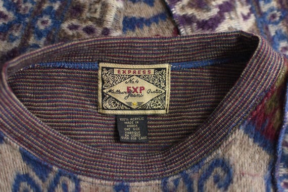 90s Express Patchwork Fuzzy Mixed Pattern Sweater… - image 10