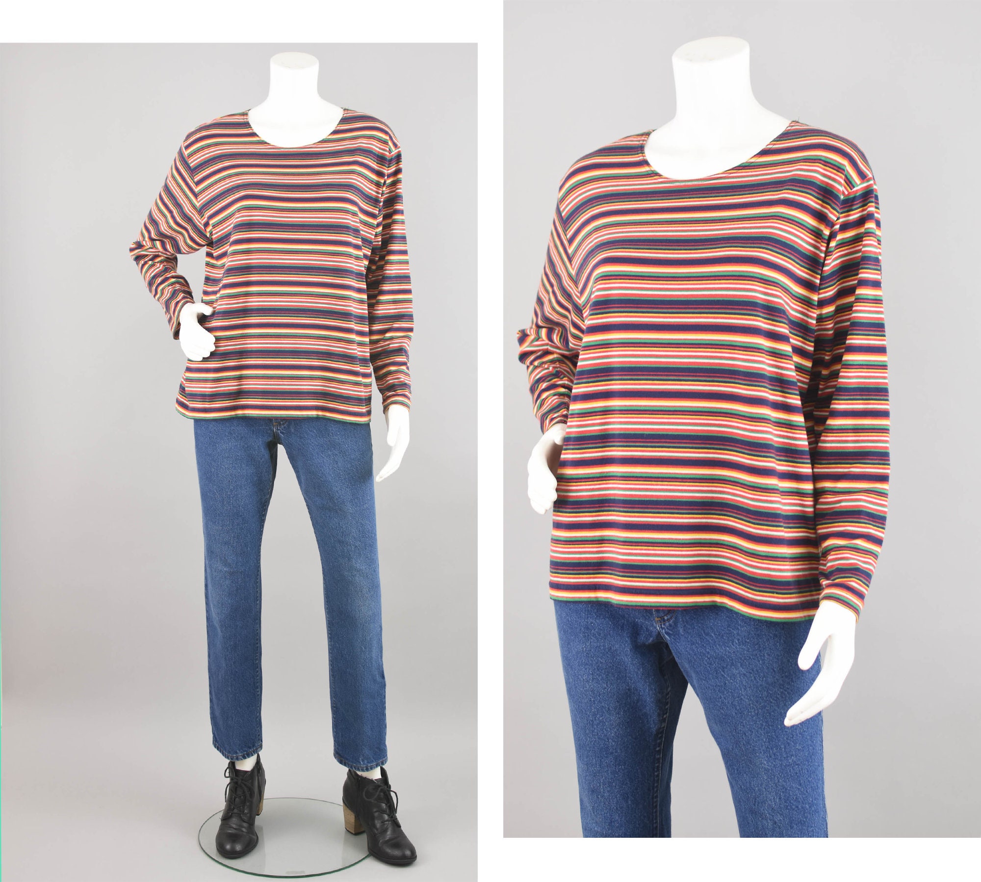 90s Striped Long Sleeve Top, Primary Colors Grunge Shirt, Women's Large - Etsy 90s Striped Long Sleeve Top, Primary Colors Grunge Shirt, Women's Large - Etsy