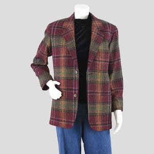 Vintage Plaid Wool Oversized Blazer, Women's Size 6