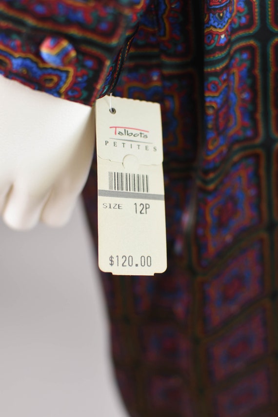 80s Long Sleeve Midi Dress with Pockets, Silky Po… - image 8
