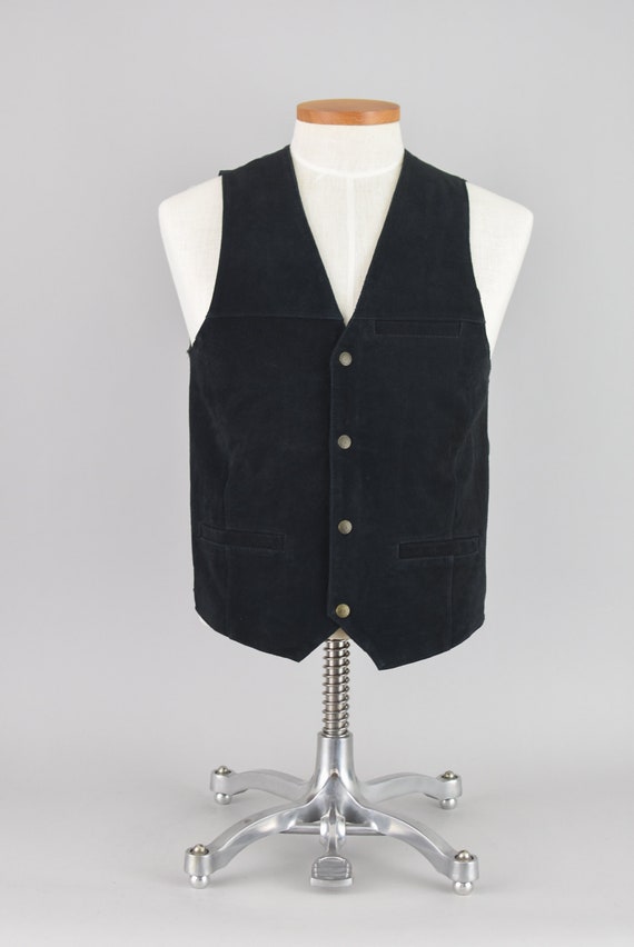 Vintage Genuine Black Suede Leather Vest, John Bla