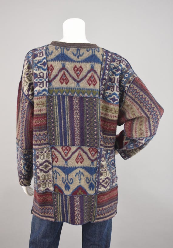 90s Express Patchwork Fuzzy Mixed Pattern Sweater… - image 9