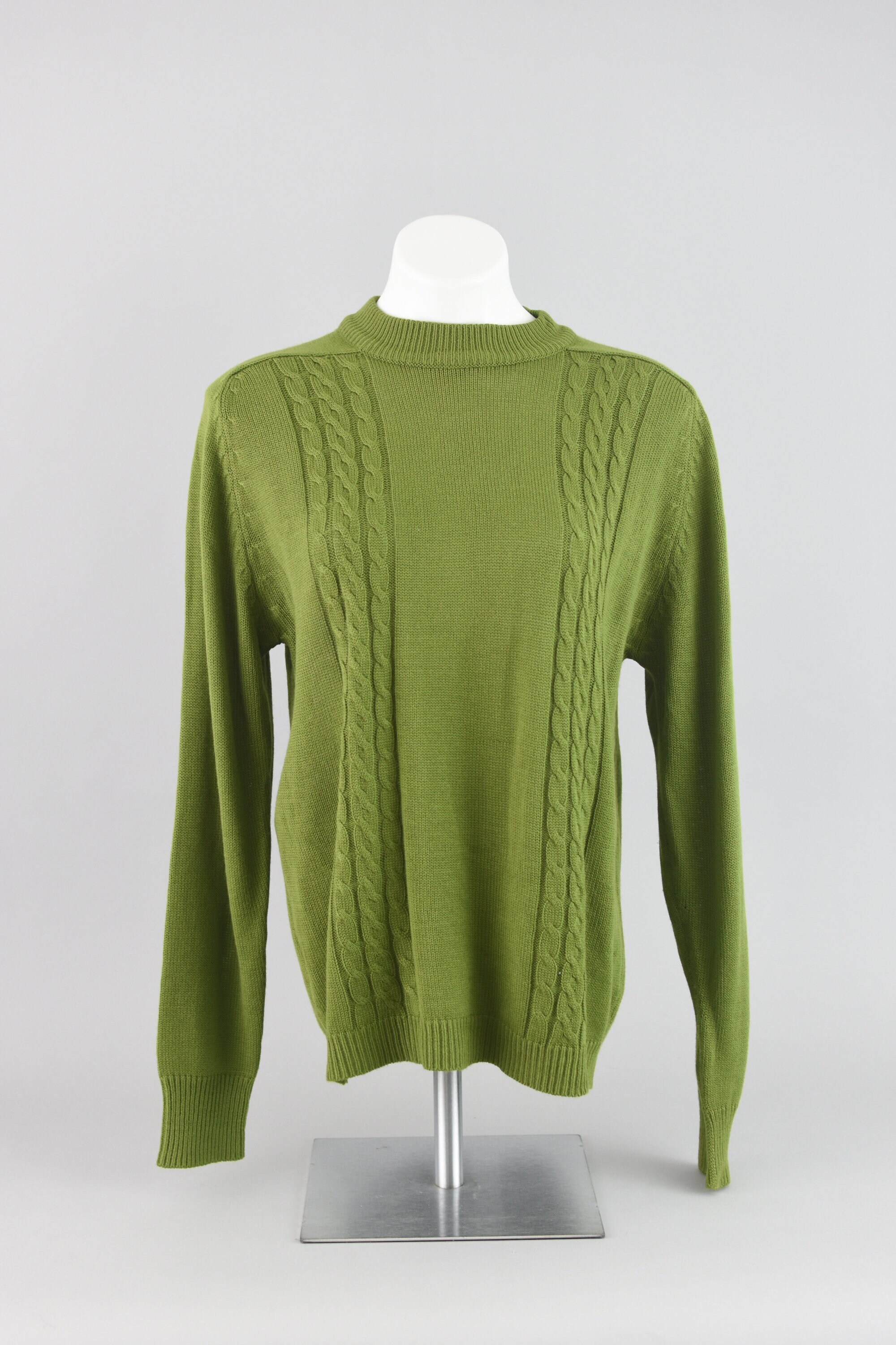 70s Cable Knit Gradient Mockneck Sweater Men's Medium 