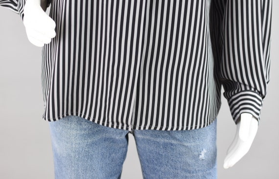 90s Notations Black & Gray Striped Long Sleeve Bl… - image 4