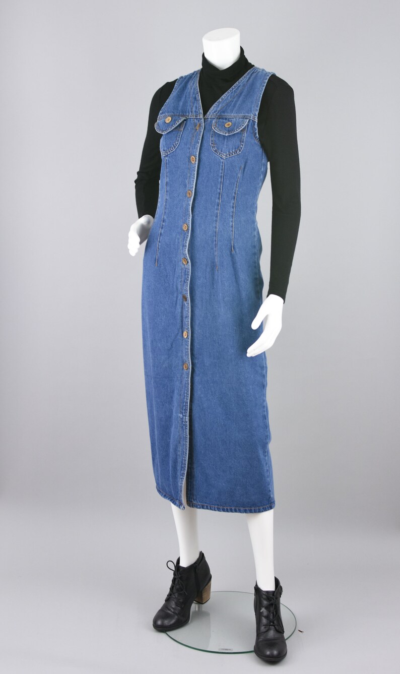 Fitted Blue Denim Sleeveless Cotton 