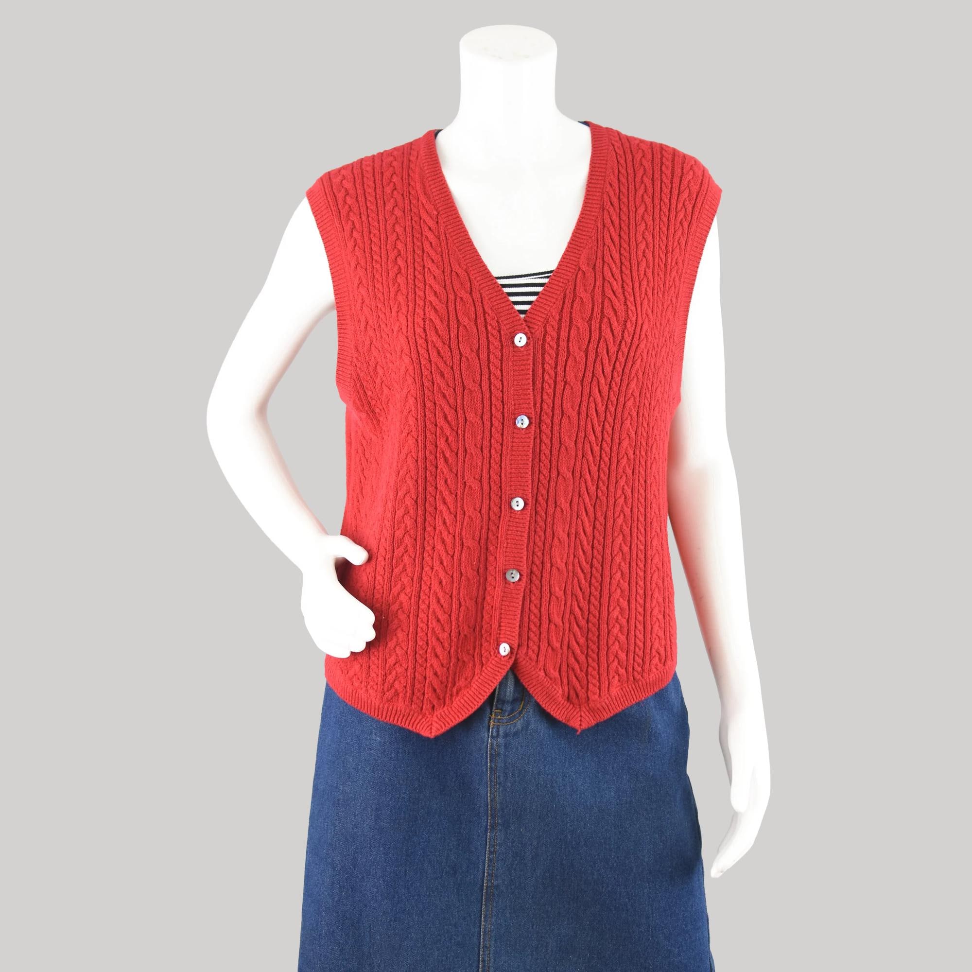 Vintage Red Cable Knit Sweater Vest, Karen Scott, Women's Medium - Etsy Vintage Red Cable Knit Sweater Vest, Karen Scott, Women's Medium - Etsy