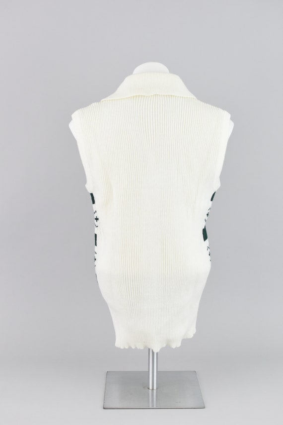 80s Button Down Sweater Vest, Geometric & Stripes… - image 8