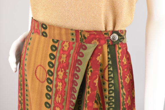 90s Long Wrap Skirt, Vintage Colorful Print Midi,… - image 4