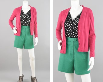 90s Pink Cardigan, Vintage Talbots Lightweight Cotton Sweater, Women's Petite Small