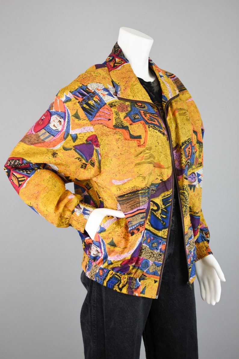 90s Silk Windbreaker Vintage Mustard Yellow & Purple Etsy