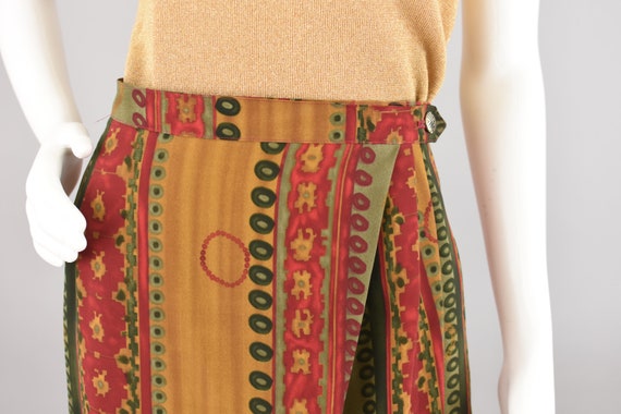 90s Long Wrap Skirt, Vintage Colorful Print Midi,… - image 2