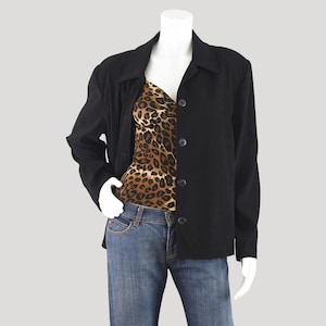 Vintage 90s Black Faux Ultra Suede Shirt, Briggs Women's Large