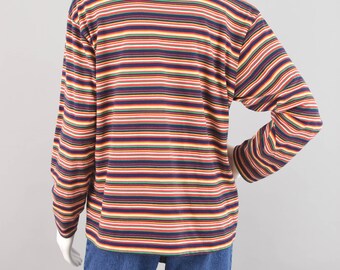 90s Striped Long Sleeve Top, Primary Colors Grunge Shirt