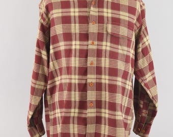 Orvis Red Plaid Long Sleeve Shirt, Vintage Cotton Button Down, Men's Medium - Large Orvis Red Plaid Long Sleeve Shirt, Vintage Cotton Button Down, Men's Medium - Large