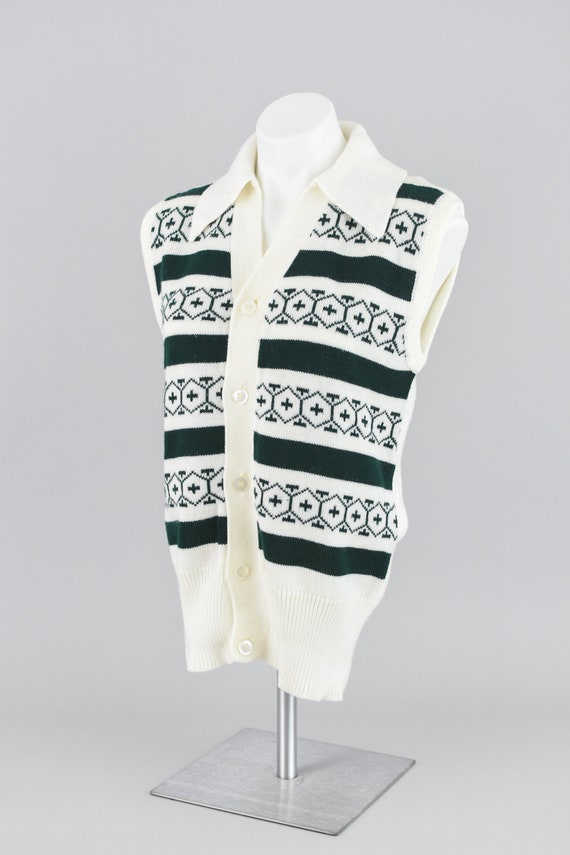 80s Button Down Sweater Vest, Geometric & Stripes… - image 6