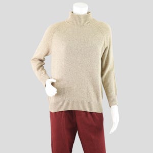 90s Turtleneck Sweater, Vintage Light Brown Pullover, Women&#39;s Small - Medium