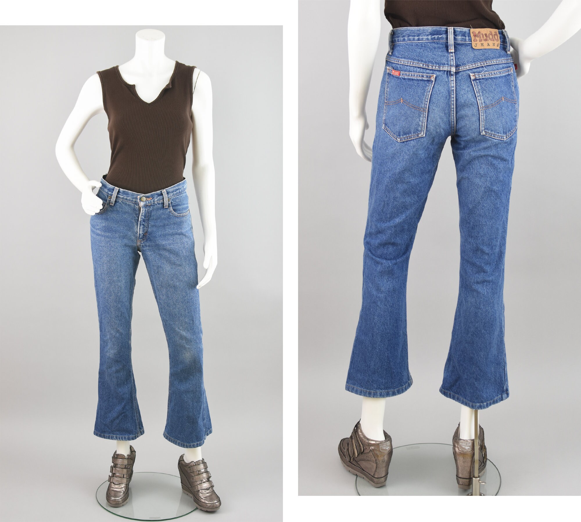 Y2K Low Rise Flared Leg Vintage Mudd Jeans, Medium Wash Denim, Juniors Size  3, 28 Waist 