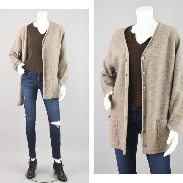 Vintage Light Brown Merino Wool Cardigan, 90s Jones New York Sweater, Women's Extra Large