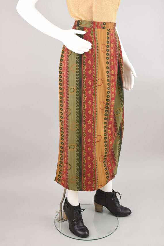 90s Long Wrap Skirt, Vintage Colorful Print Midi,… - image 6
