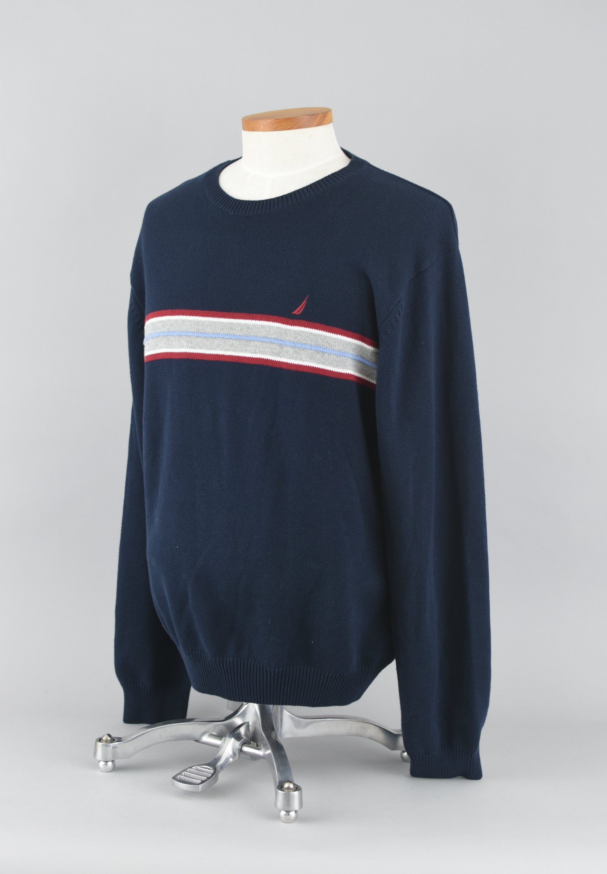 Vintage 90s Dark Blue Nautica Preppy Crewneck Sweater Men's Extra