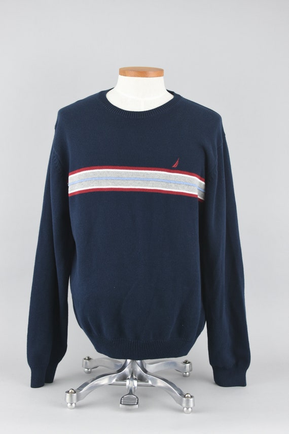 Dark Blue Nautica Sweater, Vintage 90s Preppy Pull